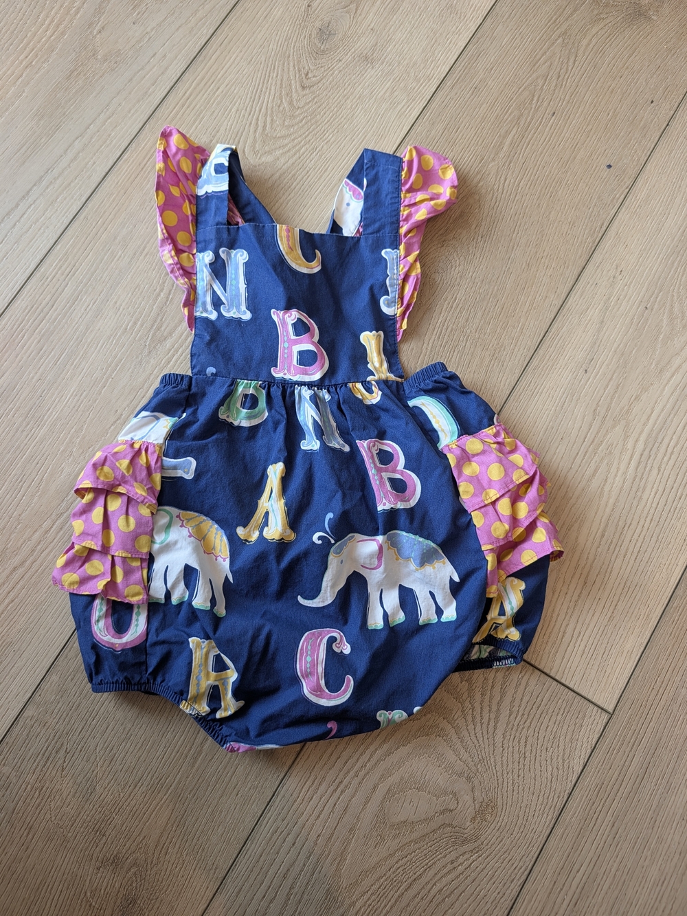 Elephant & Alphabet Ruffle Romper One-Piece